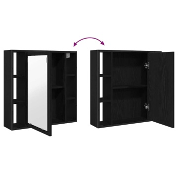 Dulap cu oglindă de baie stejar negru 60x16x60cm lemn prelucrat - Img 6