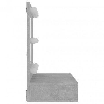 Dulap cu oglindă și LED, gri beton, 60x31,5x62 cm - Img 5