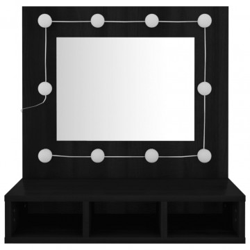 Dulap cu oglindă și LED, negru, 60x31,5x62 cm - Img 6