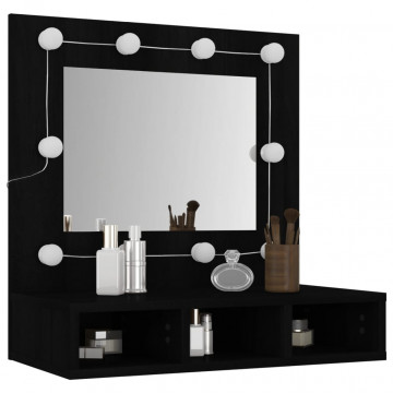 Dulap cu oglindă și LED, negru, 60x31,5x62 cm - Img 8