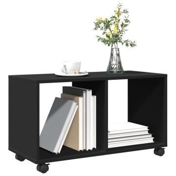 Dulap cu roți, negru, 72x33x42,5 cm, lemn prelucrat - Img 4