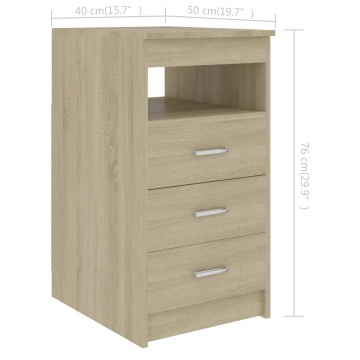 Dulap cu sertare, stejar sonoma, 40x50x76 cm, lemn compozit - Img 5