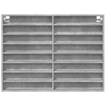 Dulap cu vitrină, gri beton, 100x8,5x75 cm, lemn prelucrat - Img 4