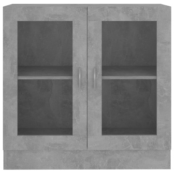 Dulap cu vitrină, gri beton, 82,5x30,5x80 cm, lemn prelucrat - Img 5