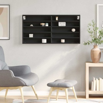 Dulap cu vitrină, negru, 100x8,5x58 cm, lemn prelucrat - Img 3