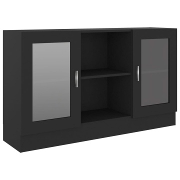 Dulap cu vitrină, negru, 120 x 30,5 x 70 cm, lemn prelucrat - Img 2