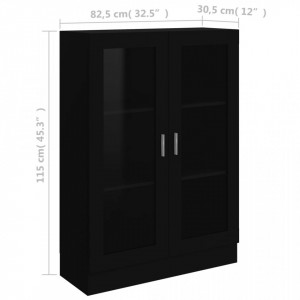 Dulap cu vitrină, negru, 82,5 x 30,5 x 115 cm, PAL - Img 7