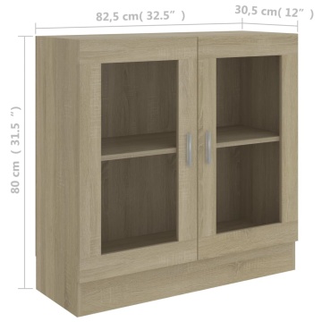 Dulap cu vitrină, stejar sonoma 82,5x30,5x80 cm lemn prelucrat - Img 7
