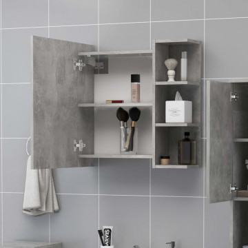 Dulap de baie cu oglindă, gri beton, 62,5 x 20,5 x 64 cm, PAL - Img 3