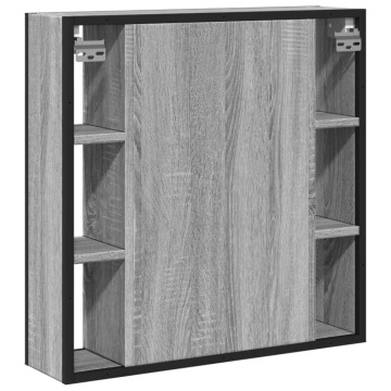 Dulap de baie cu oglindă gri sonoma 60x16x60 cm lemn compozit - Img 7