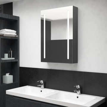 Dulap de baie cu oglindă și LED, gri, 50x13x70 cm - Img 1