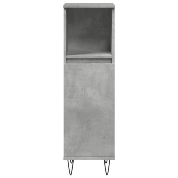 Dulap de baie, gri beton, 30x30x100 cm, lemn prelucrat - Img 4