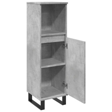 Dulap de baie, gri beton, 30x30x100 cm, lemn prelucrat - Img 6