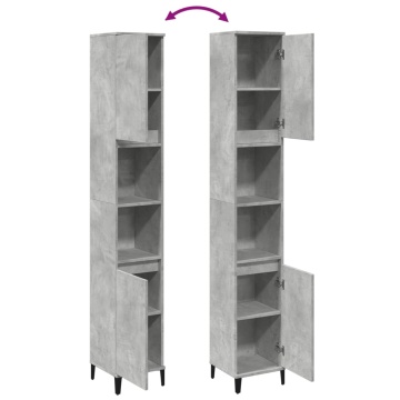 Dulap de baie, gri beton, 30x30x190 cm, lemn prelucrat - Img 7