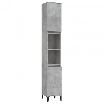 Dulap de baie, gri beton, 30x30x190 cm, lemn prelucrat - Img 2