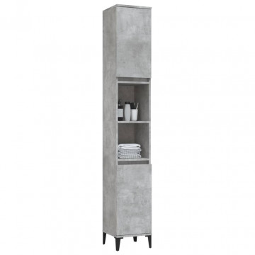 Dulap de baie, gri beton, 30x30x190 cm, lemn prelucrat - Img 8
