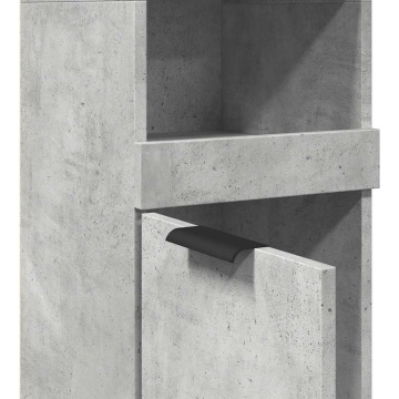 Dulap de baie, gri beton, 32x34x188,5 cm, lemn compozit - Img 7