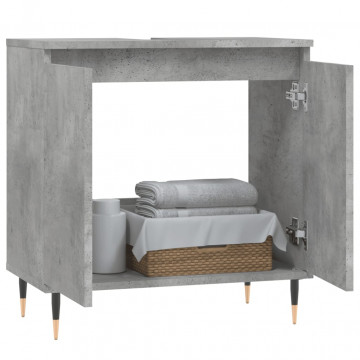 Dulap de baie, gri beton, 58x33x60 cm, lemn prelucrat - Img 3