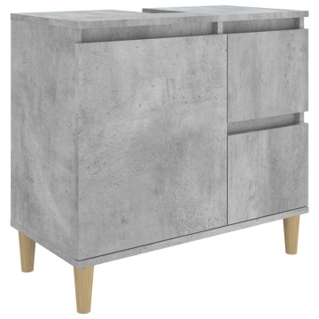 Dulap de baie, gri beton, 65x33x60 cm, lemn prelucrat - Img 2