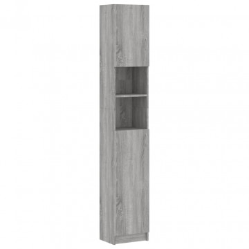 Dulap de baie, gri sonoma, 32x25,5x190 cm, lemn prelucrat - Img 2