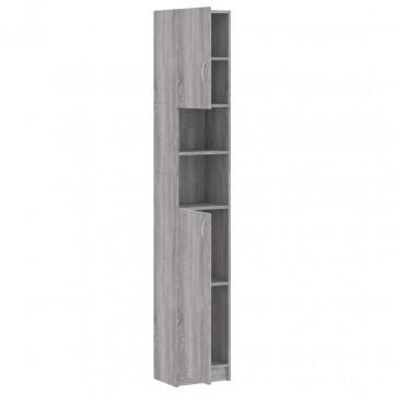 Dulap de baie, gri sonoma, 32x25,5x190 cm, lemn prelucrat - Img 5