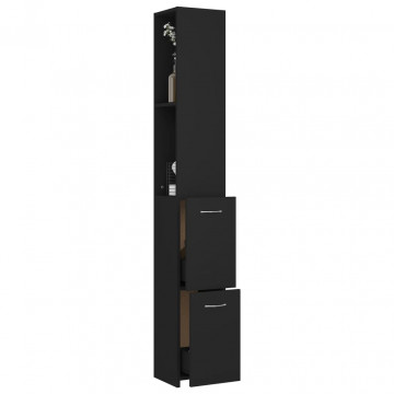 Dulap de baie, negru, 25x26,5x170 cm, lemn prelucrat - Img 6