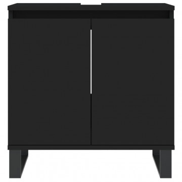 Dulap de baie, negru, 58x33x60 cm, lemn prelucrat - Img 4