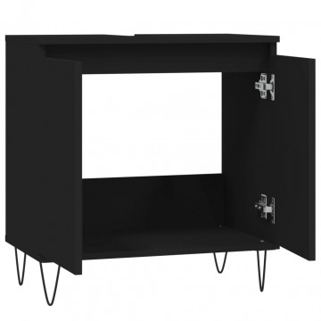 Dulap de baie, negru, 58x33x60 cm, lemn prelucrat - Img 8