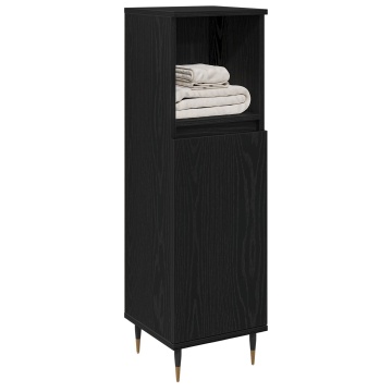 Dulap de baie Negru Stejar 30x30x100 cm Lemn compus - Img 3