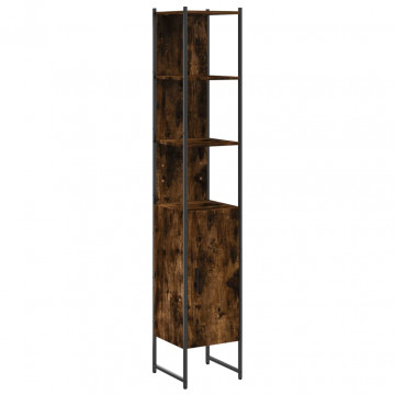 Dulap de baie, stejar afumat, 33x33x185,5 cm, lemn prelucrat - Img 2