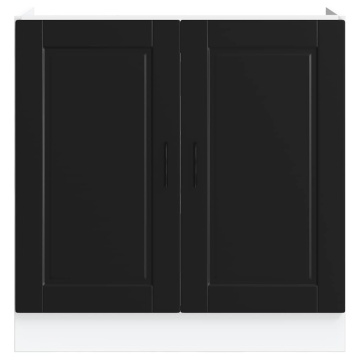 Dulap de bază pentru chiuvetă „Porto” negru lemn de prelucrare - Img 4