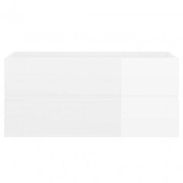 Dulap de chiuvetă, alb extralucios, 100 x 38,5 x 45 cm, PAL - Img 4