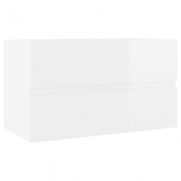 Dulap de chiuvetă, alb extralucios, 80x38,5x45 cm, PAL - Img 2
