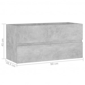Dulap de chiuvetă, gri beton, 90x38,5x45 cm, PAL - Img 6