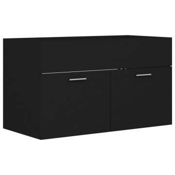 Dulap de chiuvetă, negru, 80x38,5x46 cm, PAL - Img 2