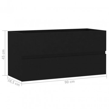 Dulap de chiuvetă, negru, 90x38,5x45 cm, PAL - Img 6