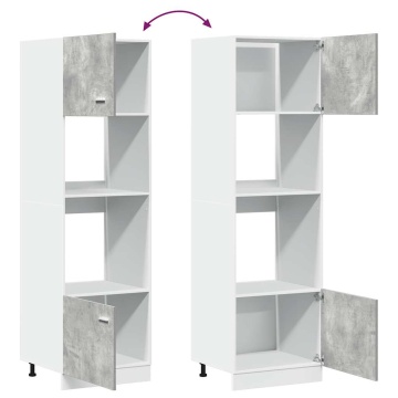 Dulap de cuptor cu microunde, gri beton, 60 x 57 x 207 cm, PAL - Img 7