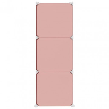 Dulap de depozitare cub pentru copii, 6 cuburi, roz, PP - Img 4