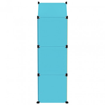 Dulap de depozitare cub pentru copii, 8 cuburi, albastru, PP - Img 4