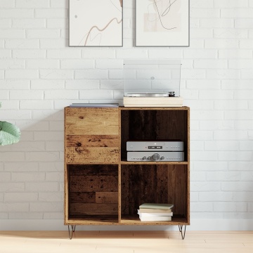 Dulap de discuri, stejar artizanal 84,5x38x90 cm lemn prelucrat - Img 4