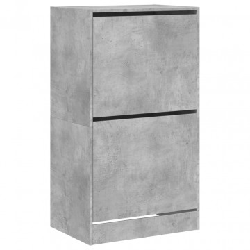Dulap de pantofi 2 sertare rabatabile, gri beton, 60x42x108 cm - Img 2