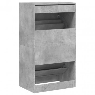 Dulap de pantofi 2 sertare rabatabile, gri beton, 60x42x108 cm - Img 6
