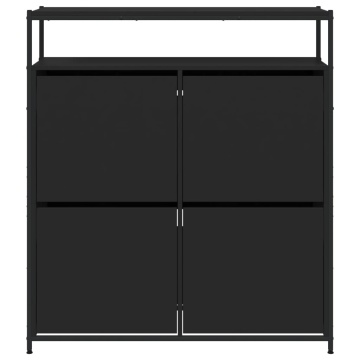 Dulap de pantofi cu 4 sertare rabatabile, negru, 100x34x112 cm - Img 5