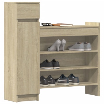 Dulap de pantofi stejar Sonoma 100,5x28x100 cm lemn prelucrat - Img 4