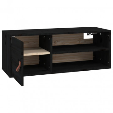 Dulap de perete, negru, 80x30x30 cm, lemn masiv de pin - Img 6
