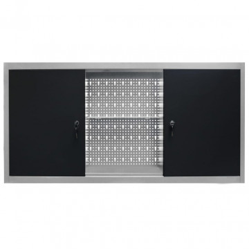Dulap de perete pentru unelte gri & negru metal stil industrial - Img 2