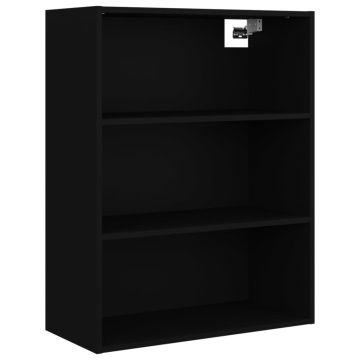 Dulap de perete suspendat, negru, 69,5x32,5x90 cm - Img 2