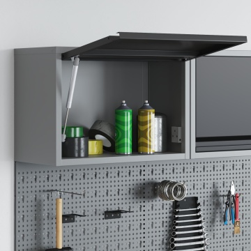Dulap de Unelte Pe Perete cu Ușă cu Sistem de Ridicare pe Gaz Negru 50x25x35 cm - Img 3