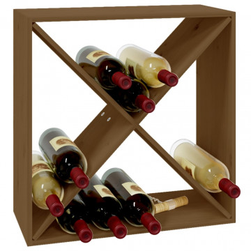 Dulap de vinuri, maro miere, 62x25x62 cm, lemn masiv de pin - Img 4