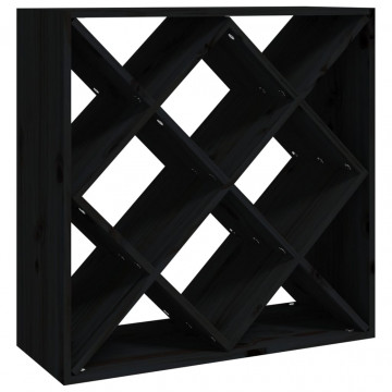 Dulap de vinuri, negru, 62x25x62 cm, lemn masiv de pin - Img 2